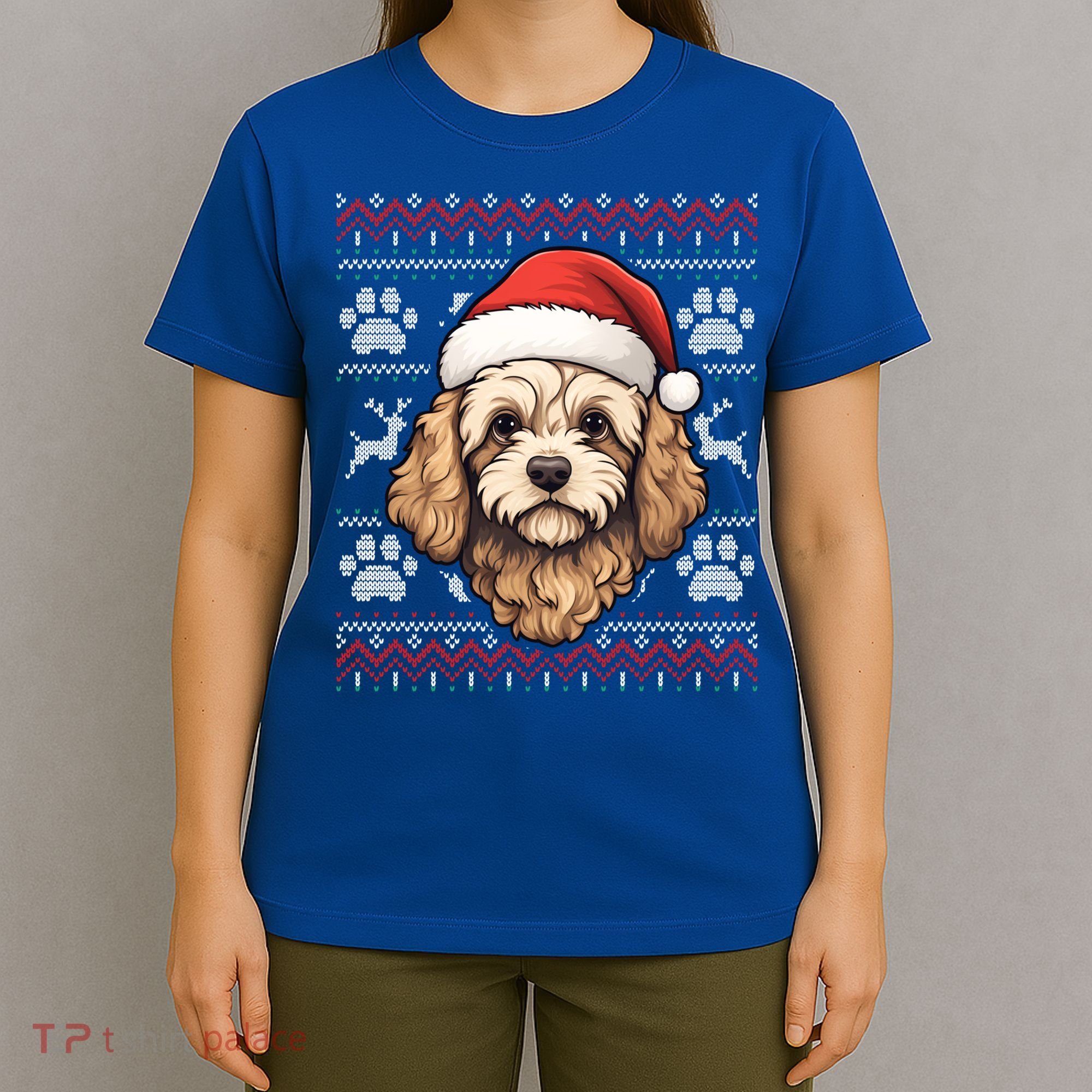 Cavapoo Santa Hat Christmas Funny Dog Mom Dad Great Gift T-Shirt