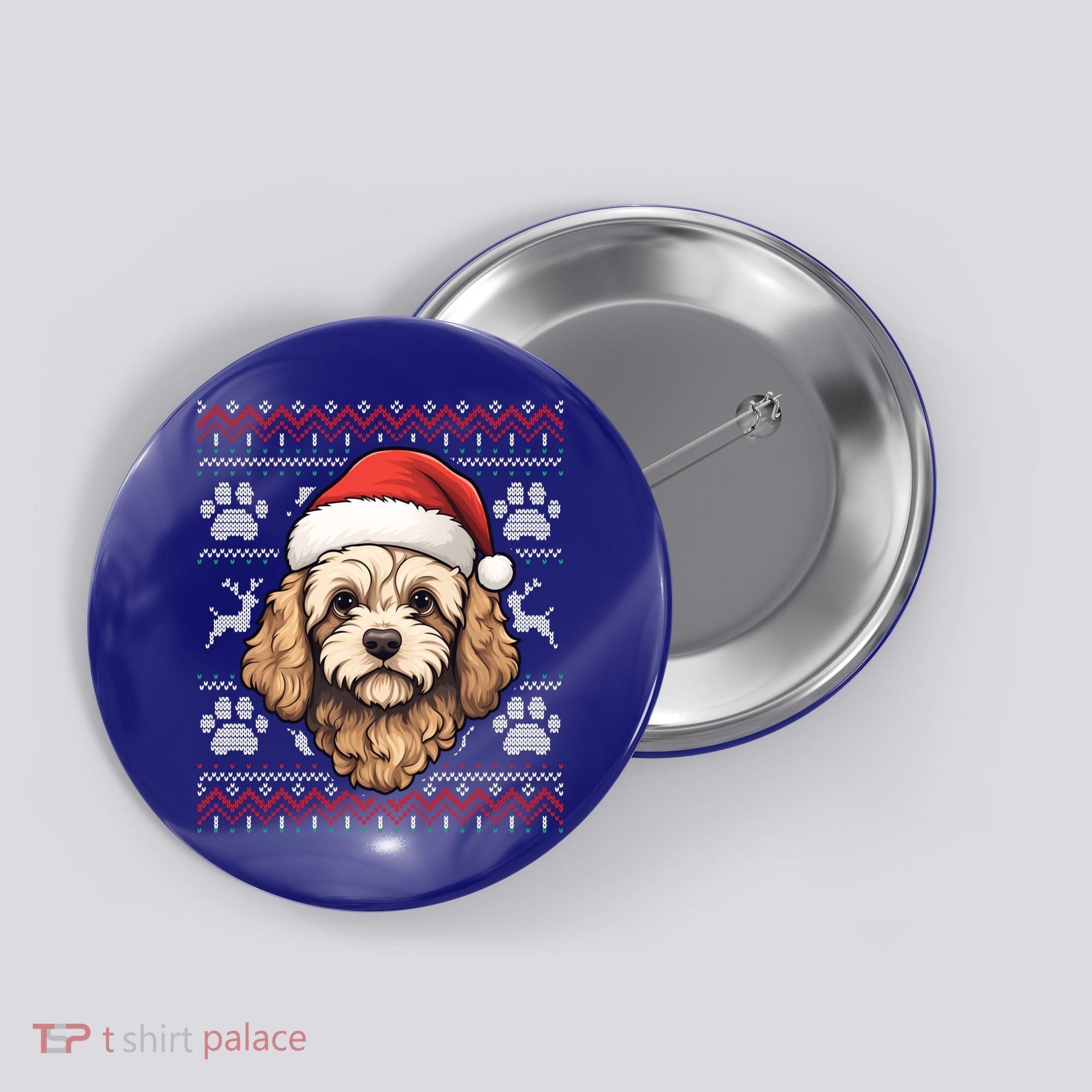 Cavapoo Santa Hat Christmas Funny Dog Mom Dad Great Gift Button