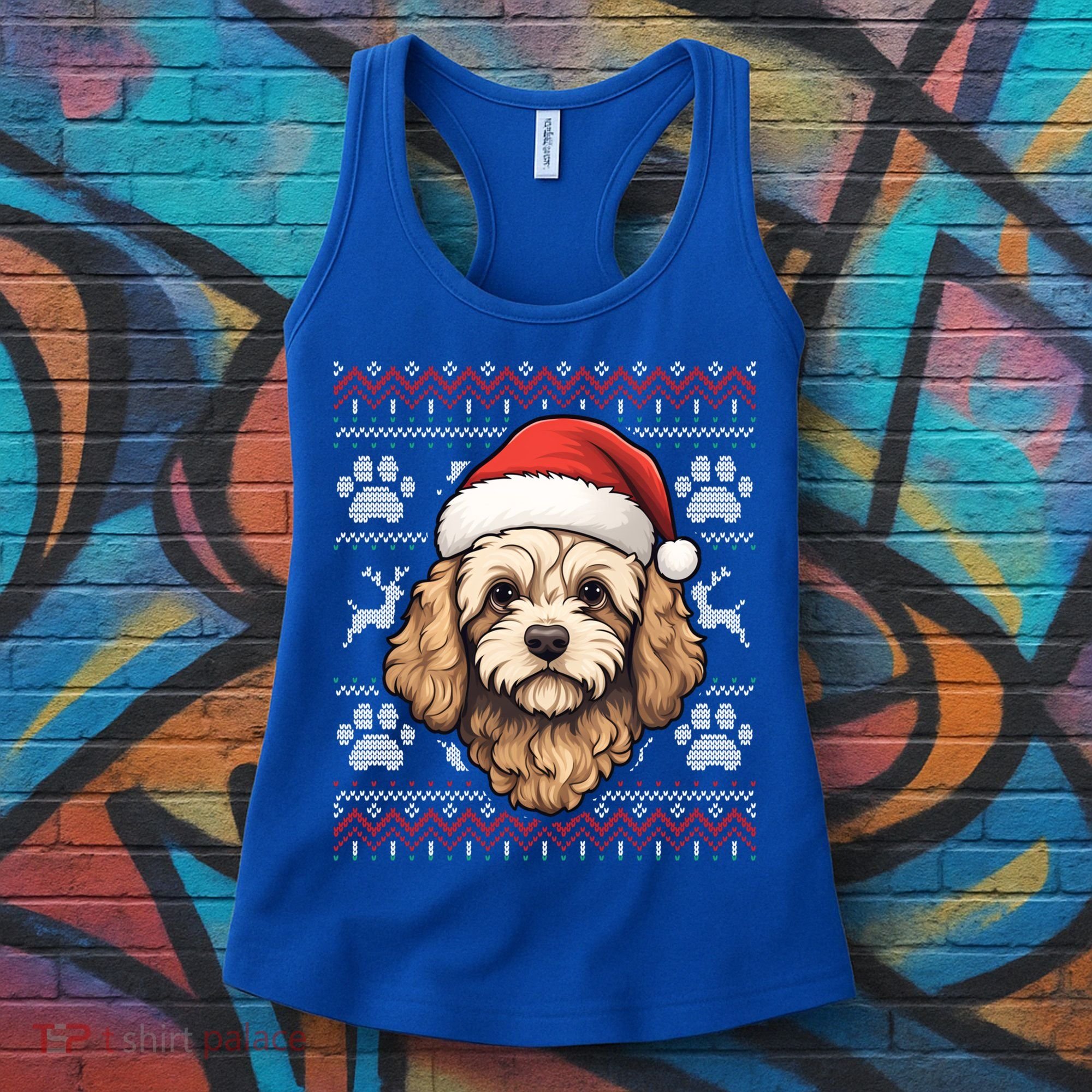 Cavapoo Santa Hat Christmas Funny Dog Mom Dad Great Gift Women's Tank Top