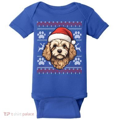 Cavapoo Santa Hat Christmas Funny Dog Mom Dad Great Gift Baby Bodysuit
