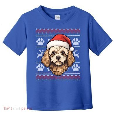 Cavapoo Santa Hat Christmas Funny Dog Mom Dad Great Gift Toddler T-Shirt