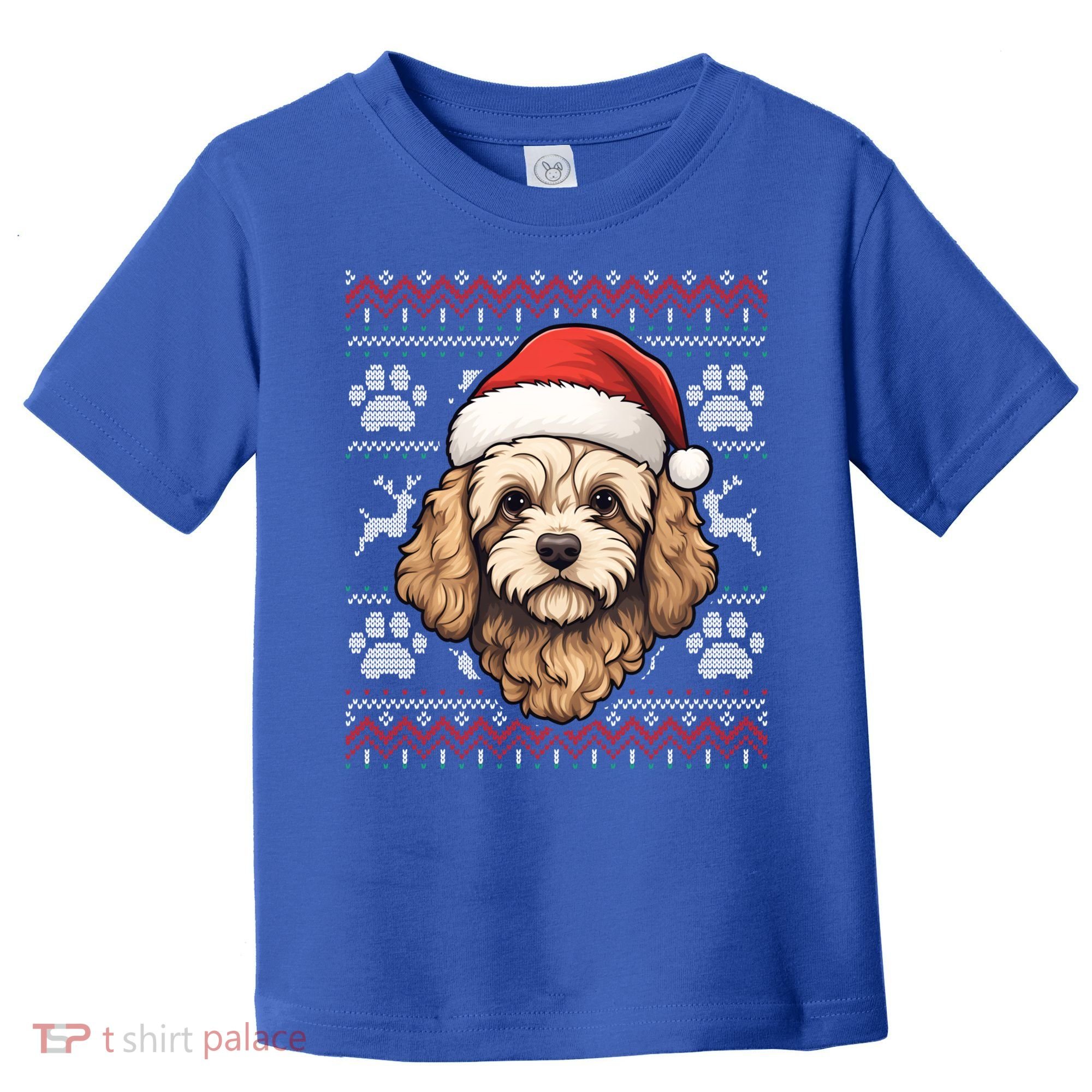 Cavapoo Santa Hat Christmas Funny Dog Mom Dad Great Gift Toddler T-Shirt