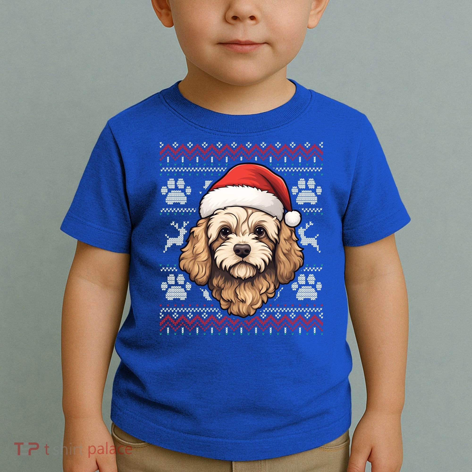 Cavapoo Santa Hat Christmas Funny Dog Mom Dad Great Gift Toddler T-Shirt