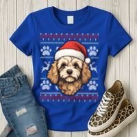 Cavapoo Santa Hat Christmas Funny Dog Mom Dad Great Gift Women's T-Shirt thumb 3