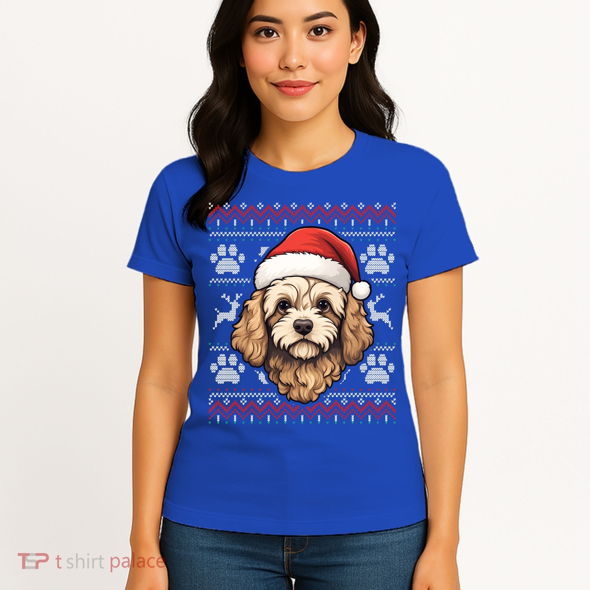 Cavapoo Santa Hat Christmas Funny Dog Mom Dad Great Gift Women's T-Shirt