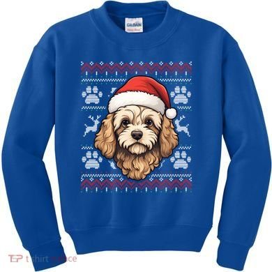 Cavapoo Santa Hat Christmas Funny Dog Mom Dad Great Gift Kids Sweatshirt