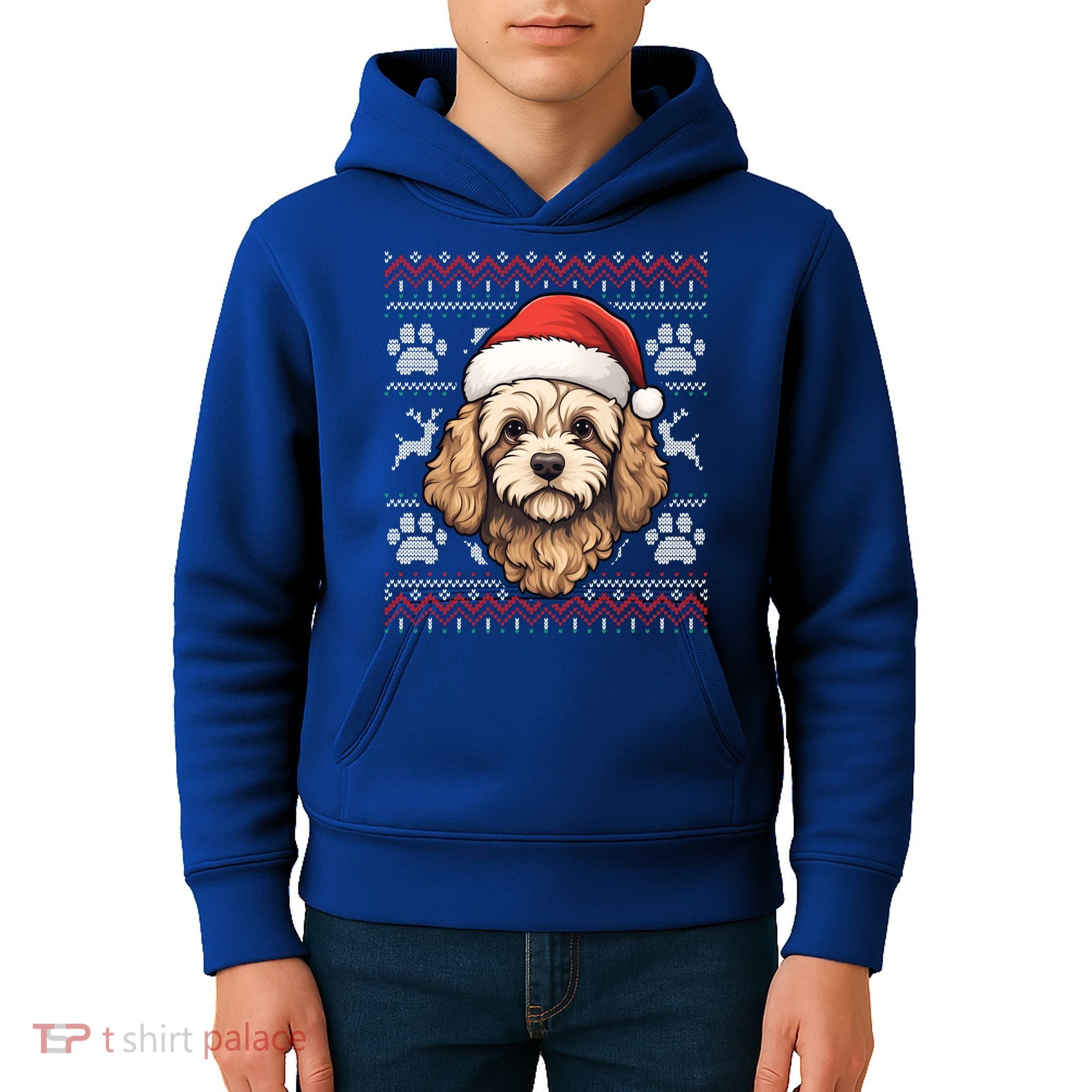 Cavapoo Santa Hat Christmas Funny Dog Mom Dad Great Gift Kids Hoodie