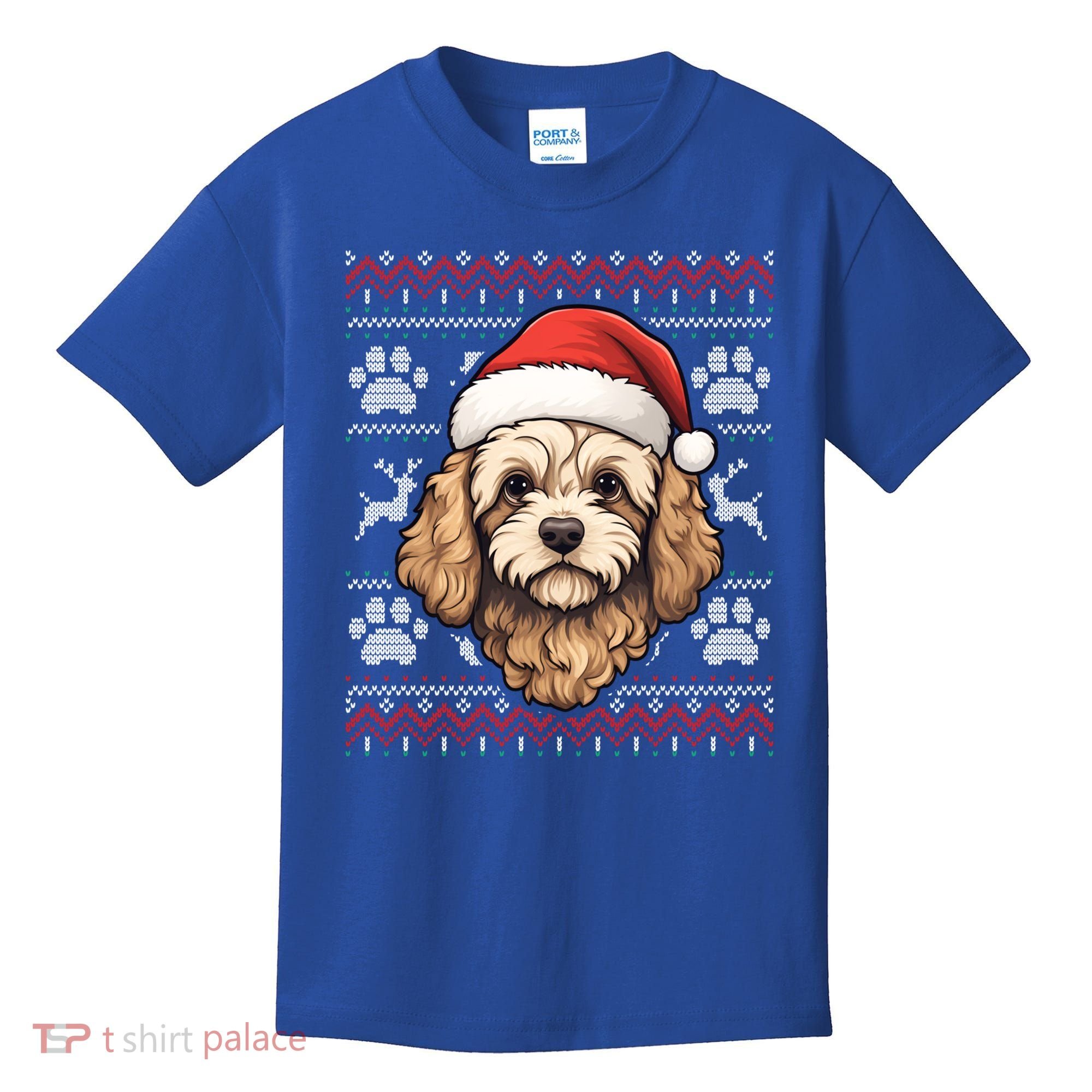 Cavapoo Santa Hat Christmas Funny Dog Mom Dad Great Gift Kids T-Shirt