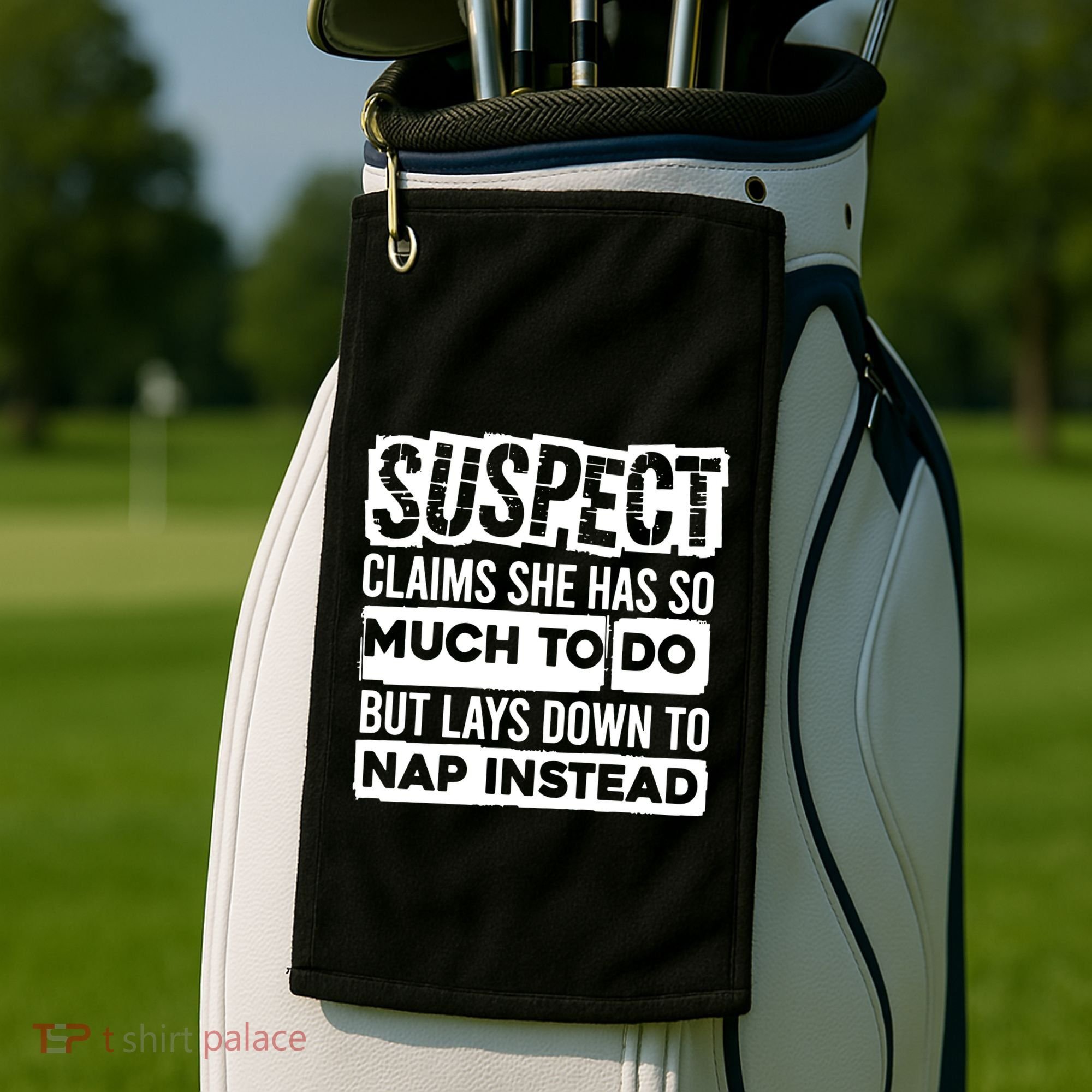 Claims She Has Too Much To Do Lays Down To Nap Instead  Funny Suspect Claims Golf Towel