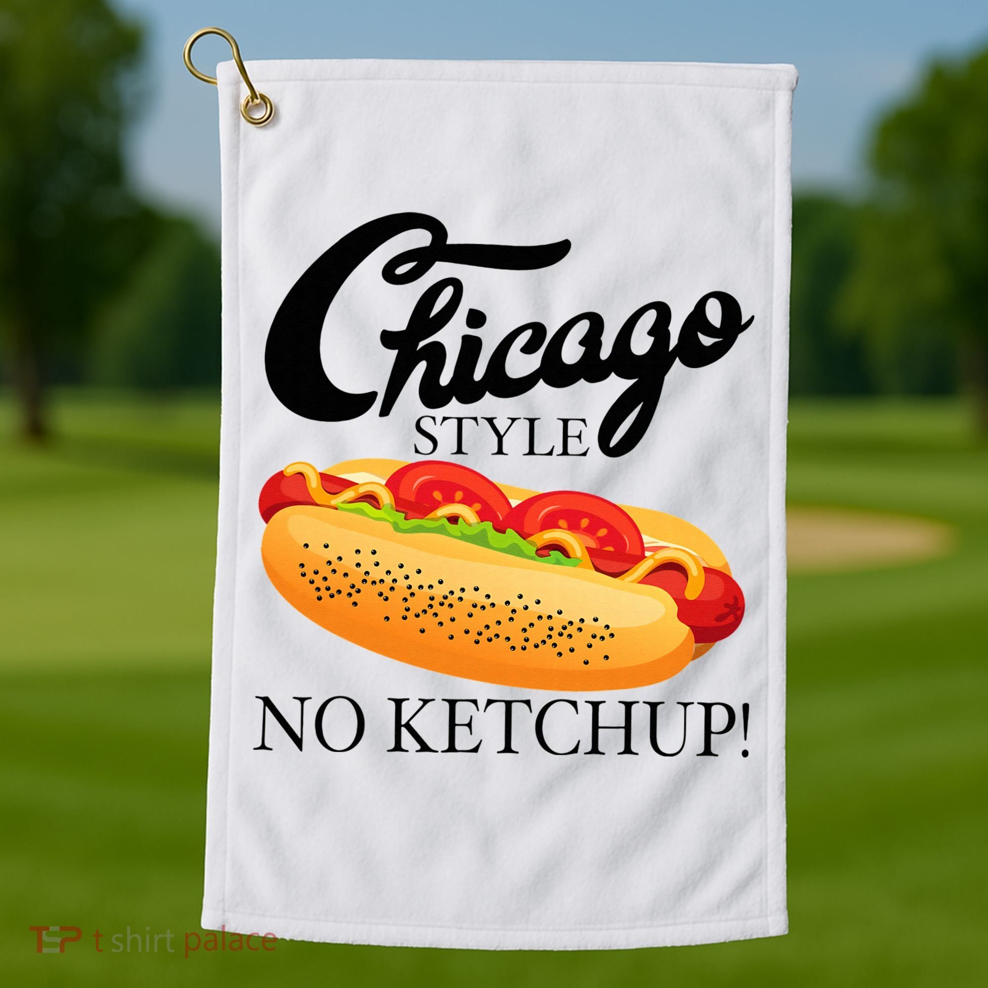 Chicago Style Hot Dog Summer 4th Of July No Ketchup Gift Golf Towel