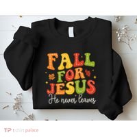 Christian Sayings Halloween Fall For Jesus Religious Sweatshirt thumb 2