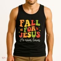 Christian Sayings Halloween Fall For Jesus Religious Tank Top thumb 3