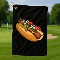 Chicago Style Hot Dog Lover Golf Towel thumb 1