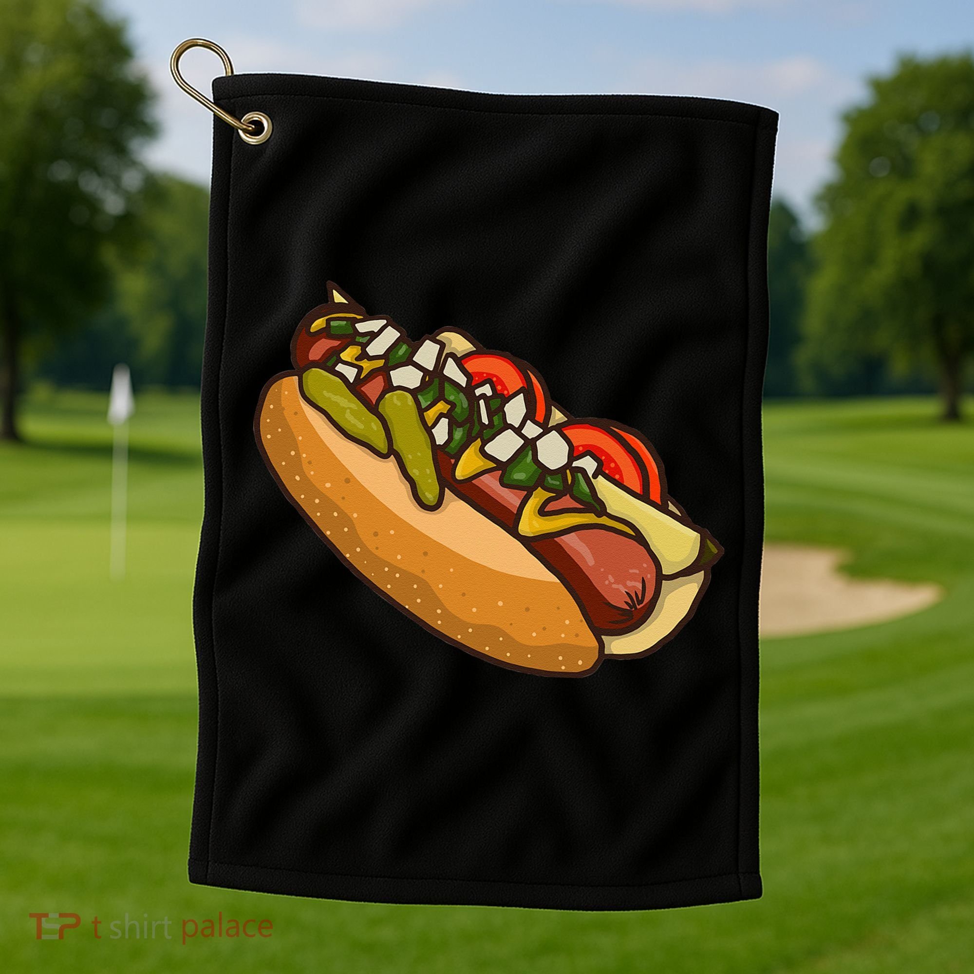 Chicago Style Hot Dog Lover Golf Towel