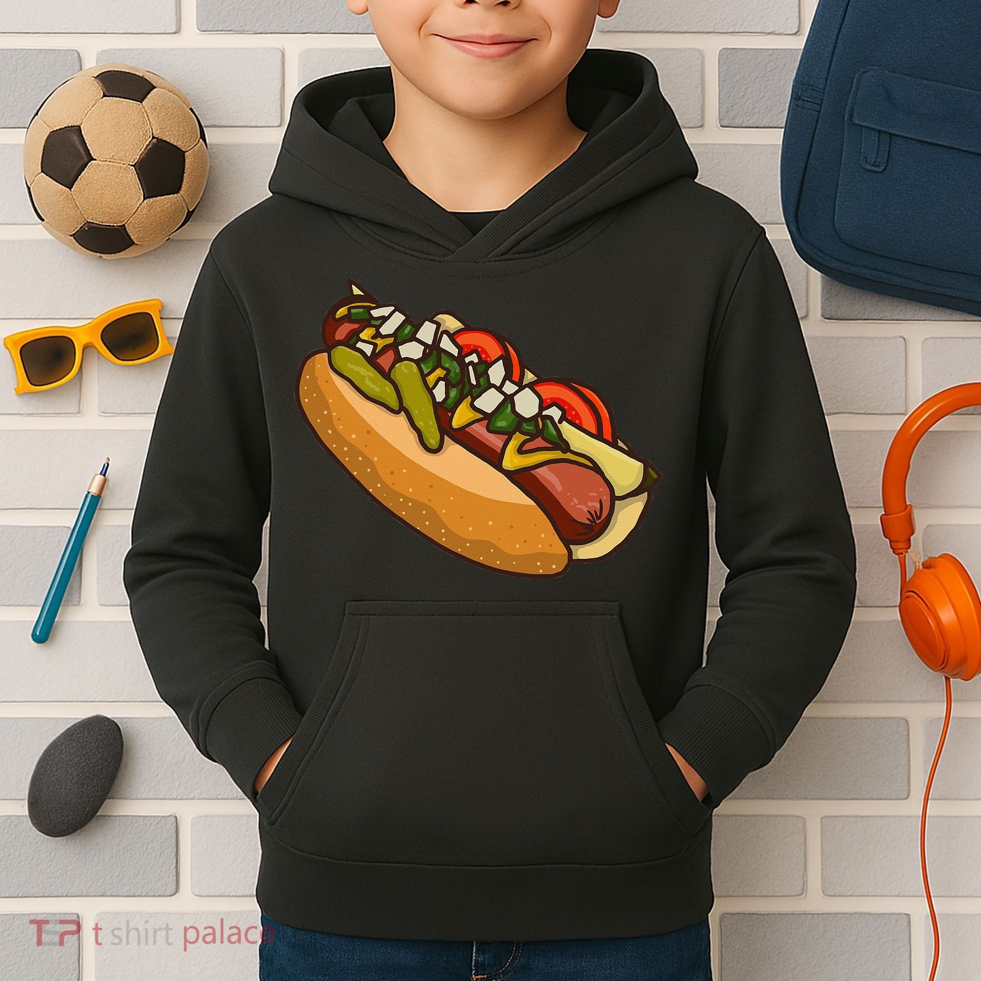 Chicago Style Hot Dog Lover Kids Hoodie