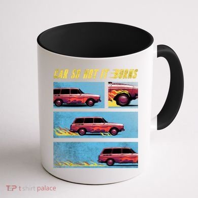 Car So Hot It Burns Comic Coffee Mug back
