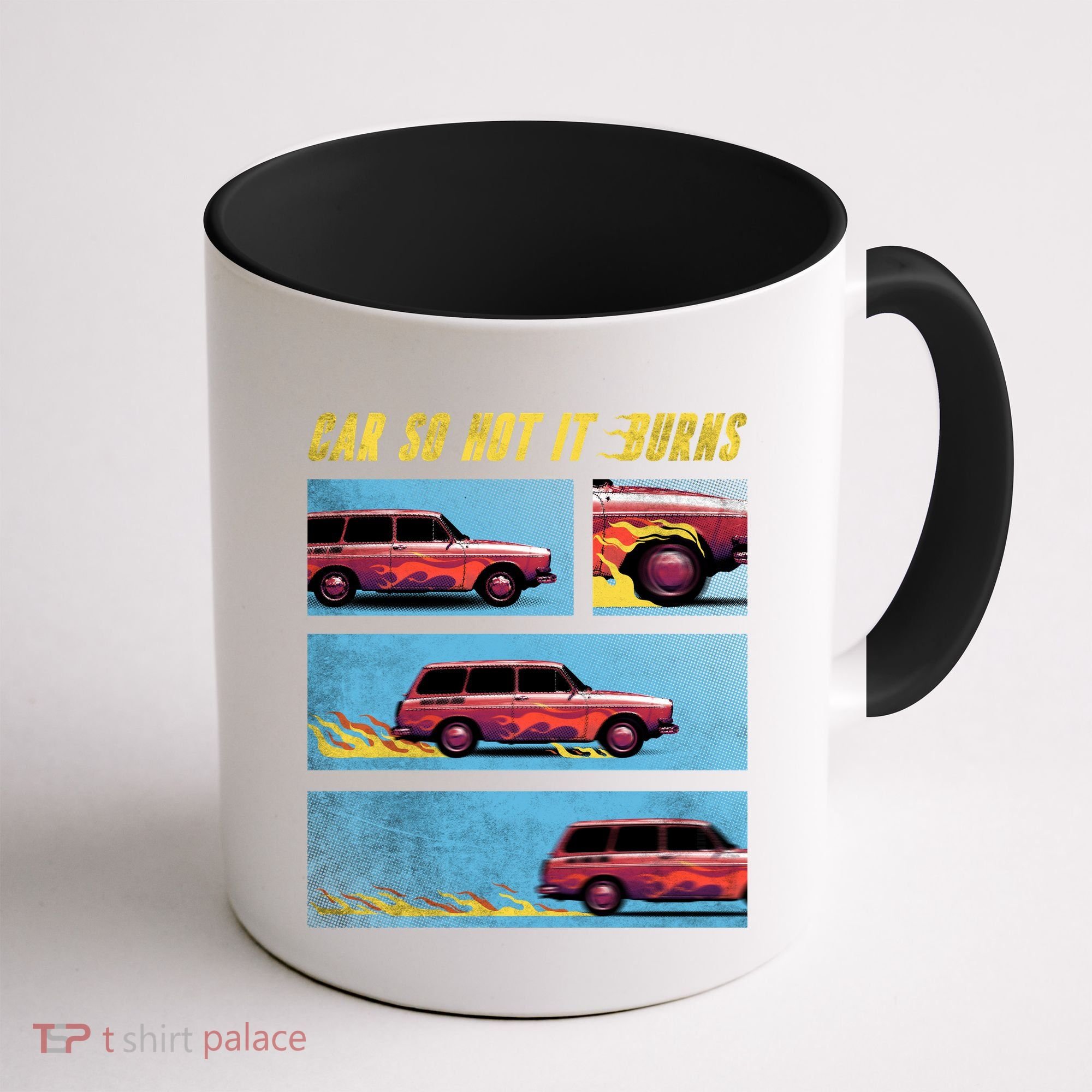 Car So Hot It Burns Comic Coffee Mug