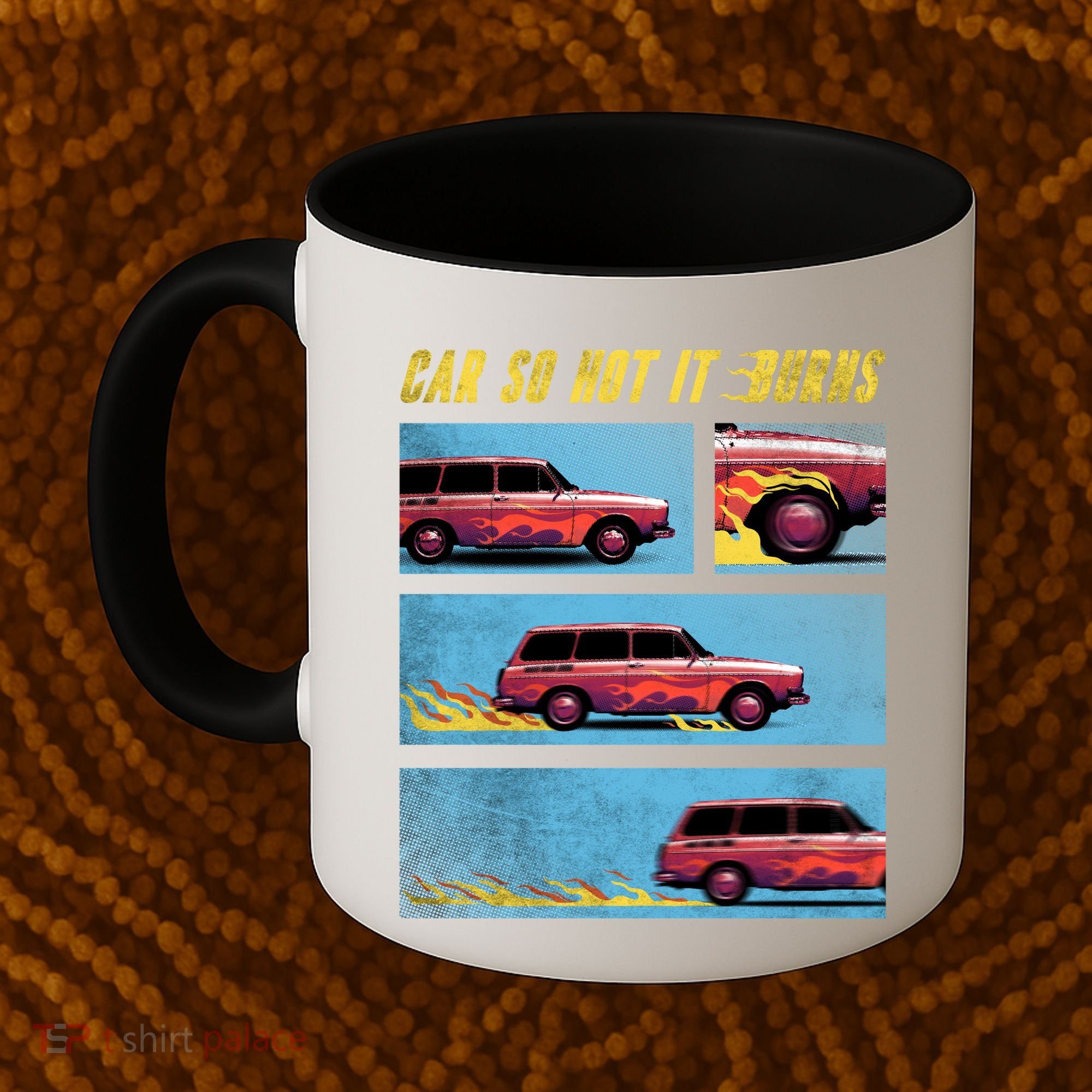 Car So Hot It Burns Comic Coffee Mug