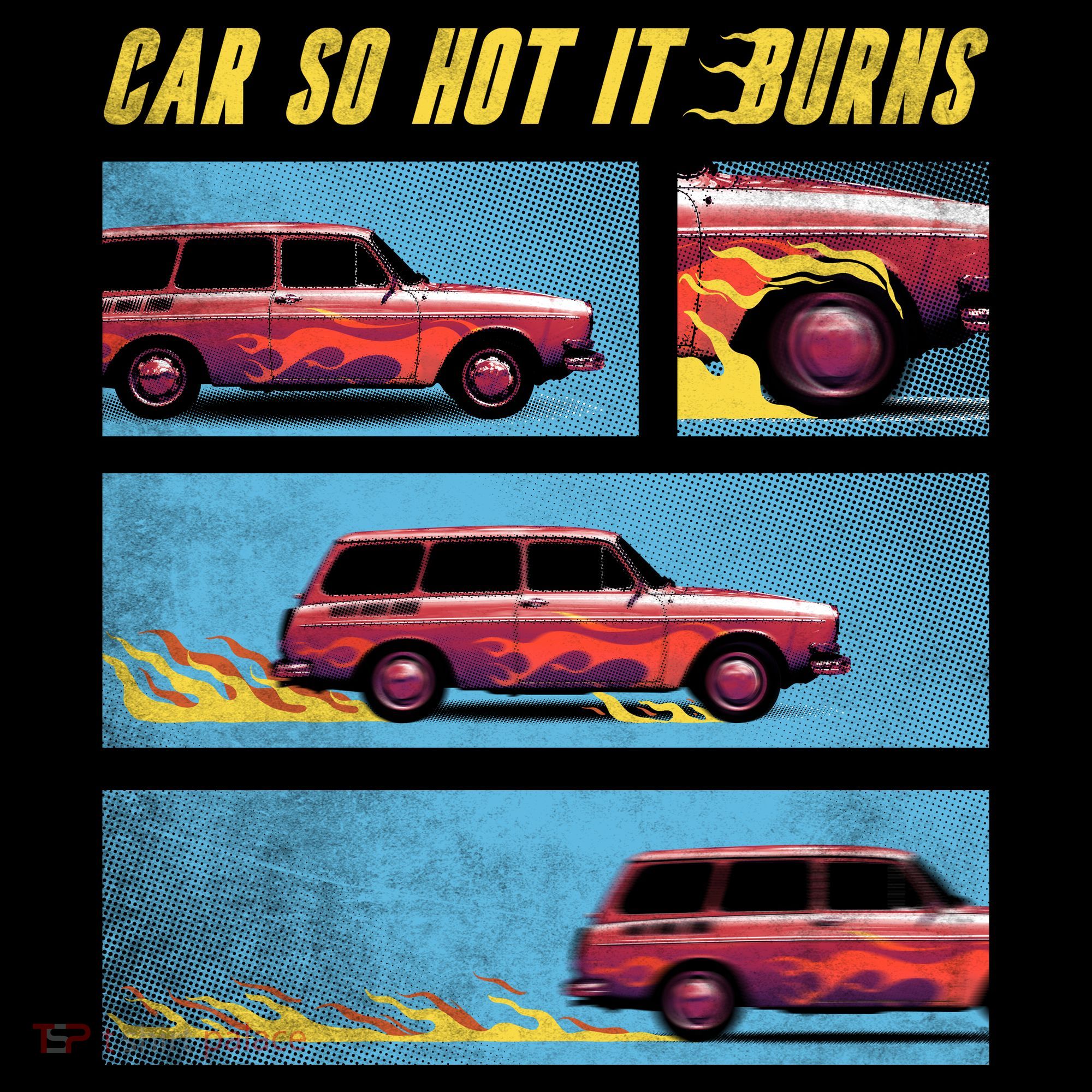 Car So Hot It Burns Comic Women's Hoodie