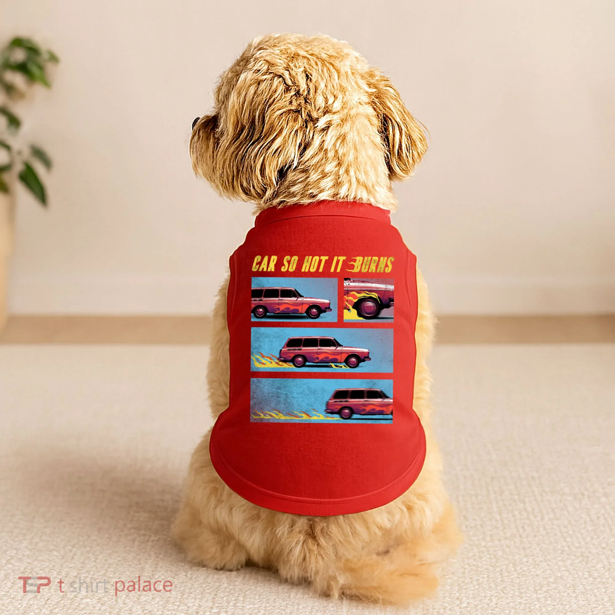 Car So Hot It Burns Comic Doggie Tank