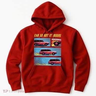 Car So Hot It Burns Comic Hoodie