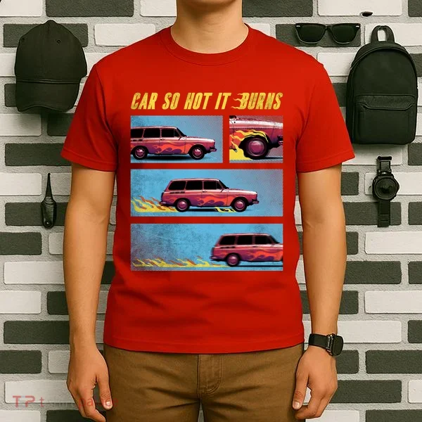 Car So Hot It Burns Comic T-Shirt