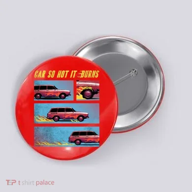 Car So Hot It Burns Comic Button