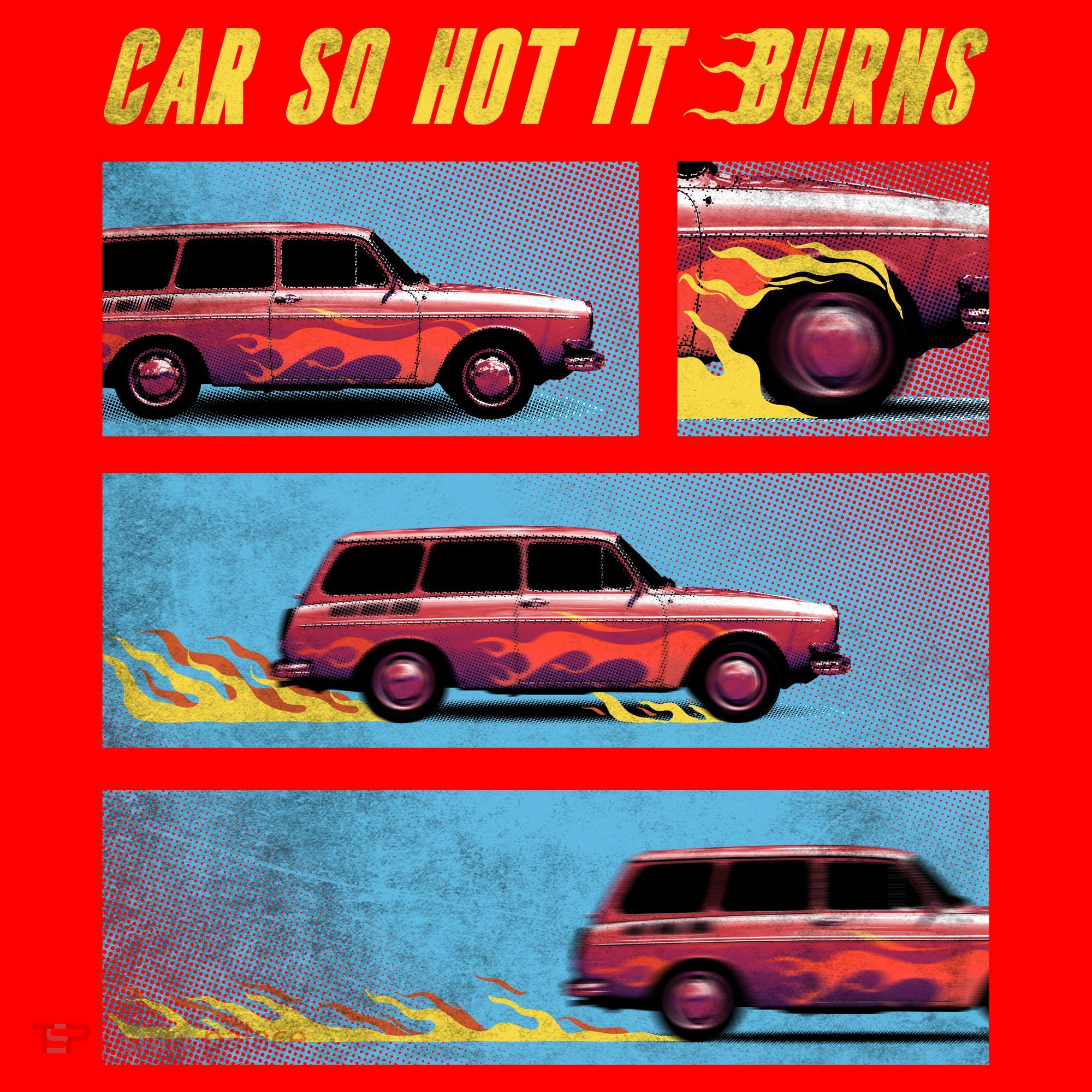 Car So Hot It Burns Comic Coaster