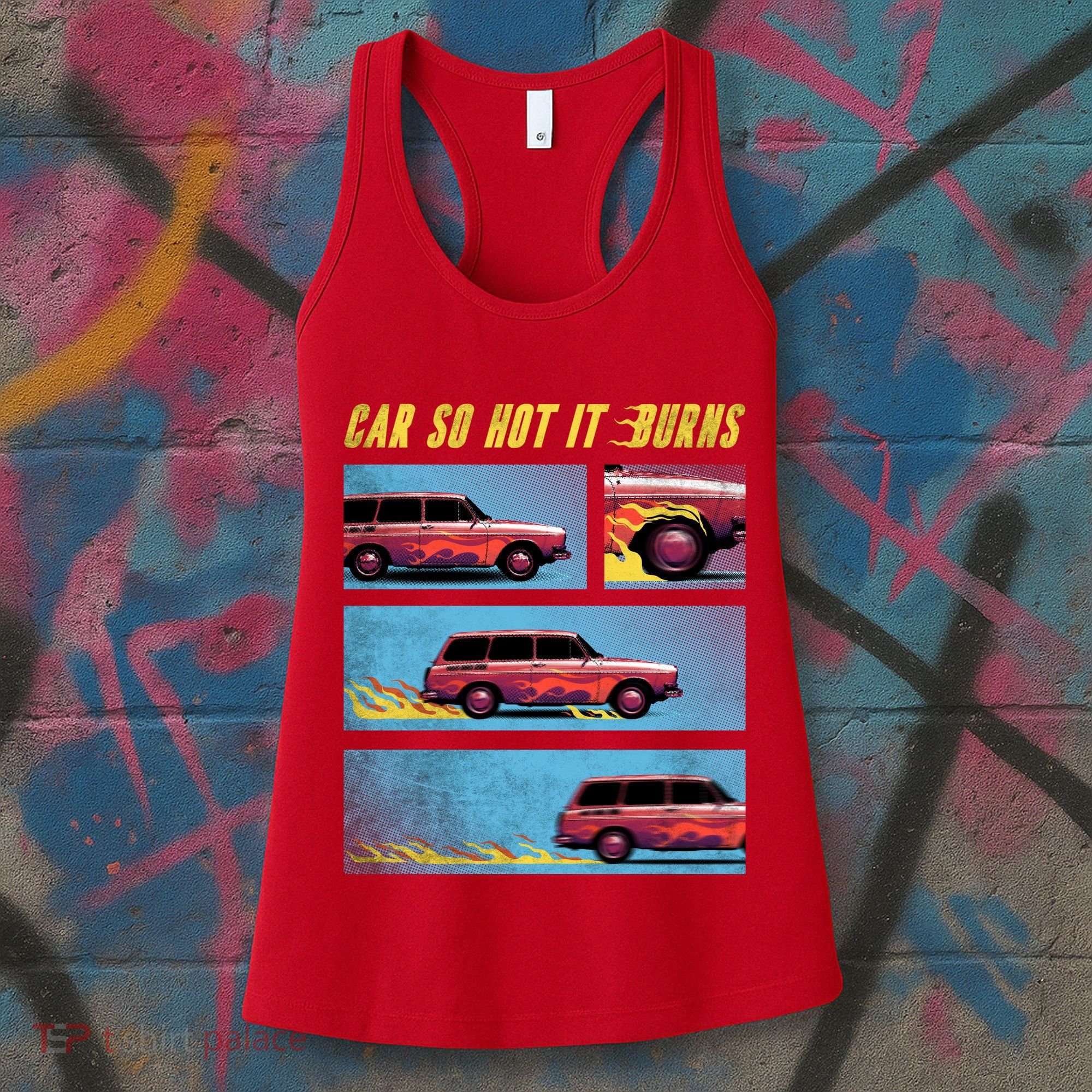 Car So Hot It Burns Comic Women's Tank Top