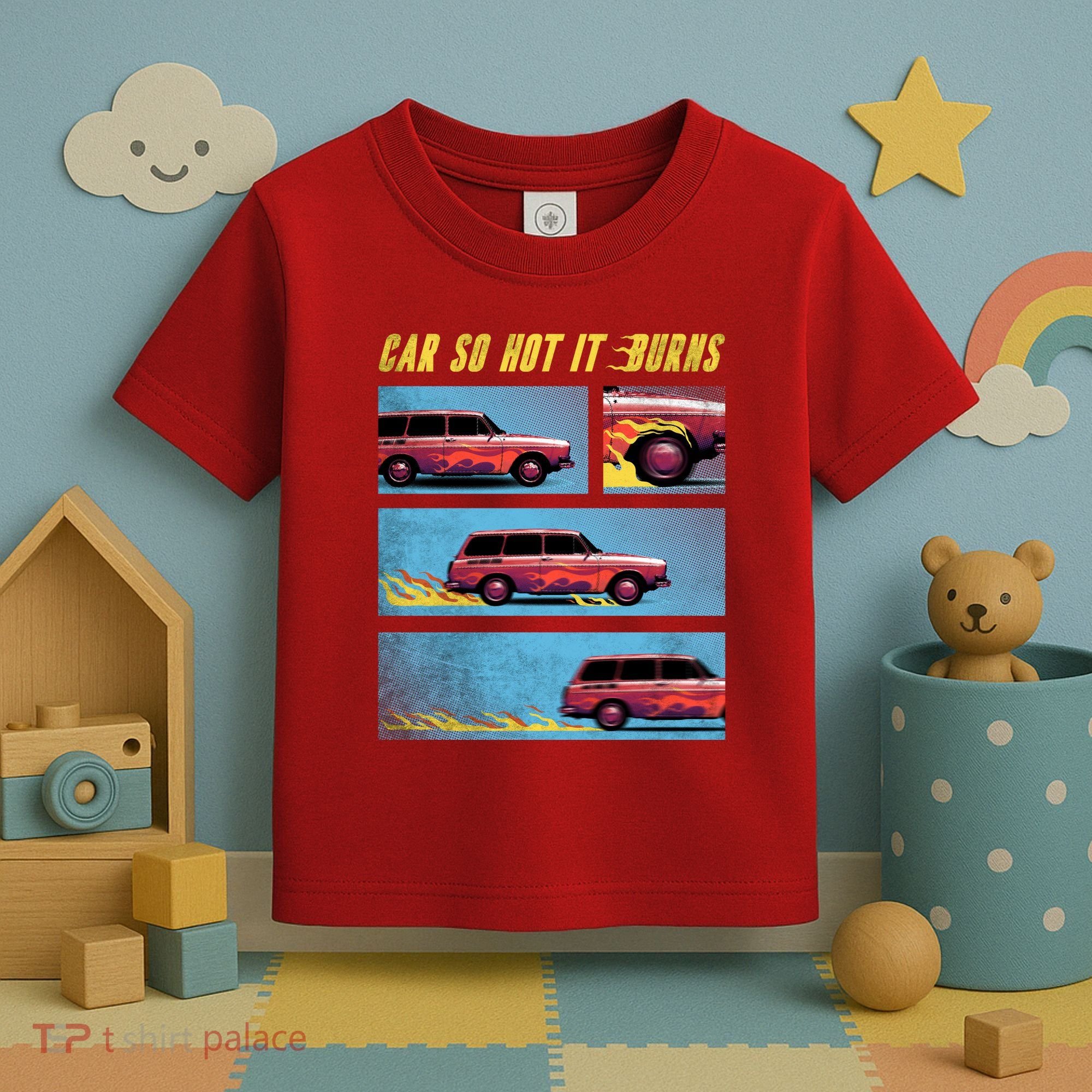 Car So Hot It Burns Comic Toddler T-Shirt