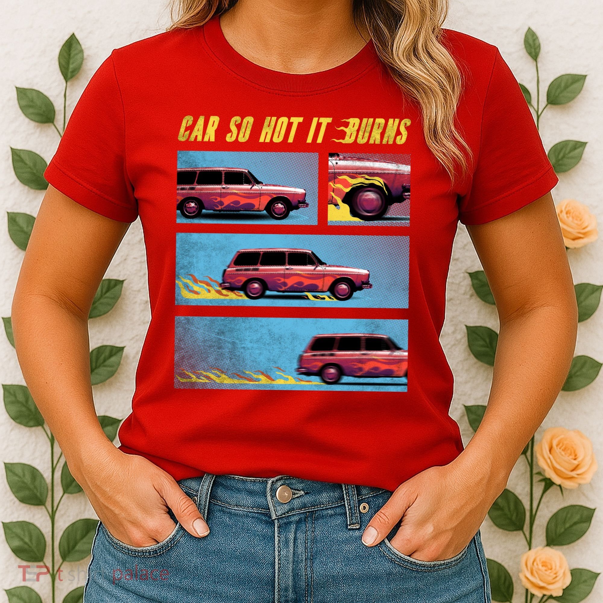 Car So Hot It Burns Comic Women's T-Shirt