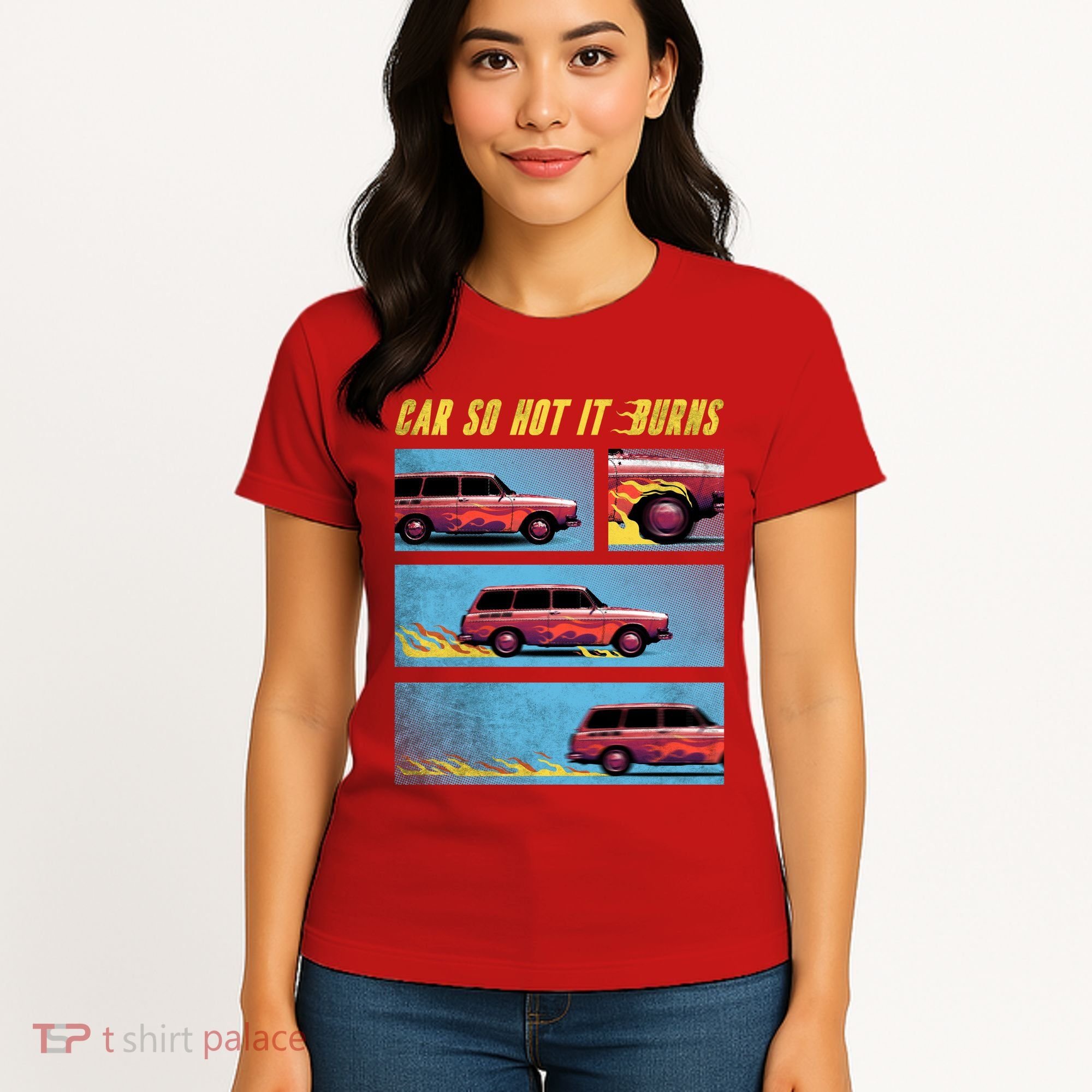 Car So Hot It Burns Comic Women's T-Shirt