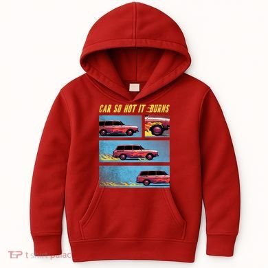 Car So Hot It Burns Comic Kids Hoodie