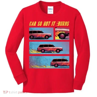 Car So Hot It Burns Comic Kids Long Sleeve Shirt