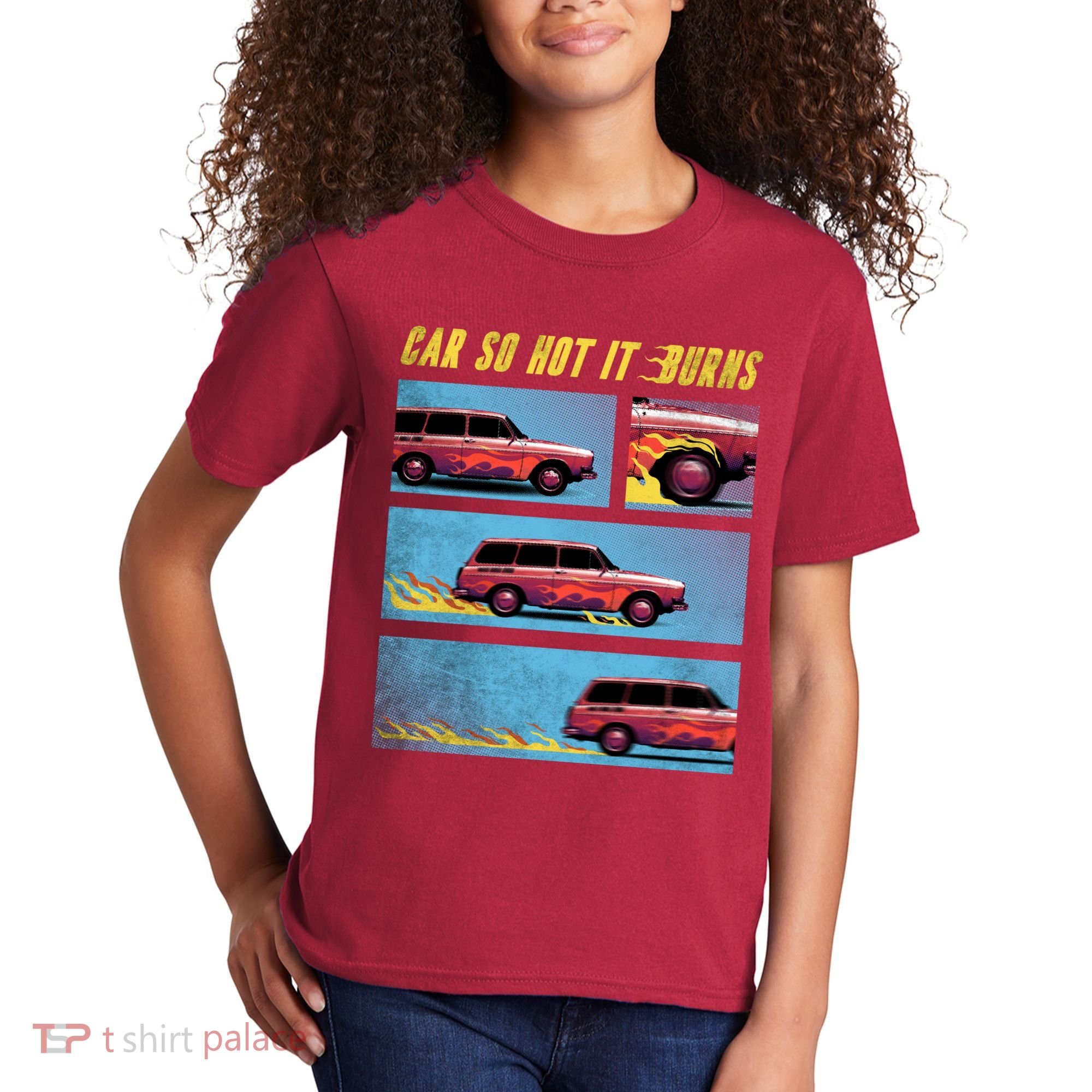 Car So Hot It Burns Comic Kids T-Shirt