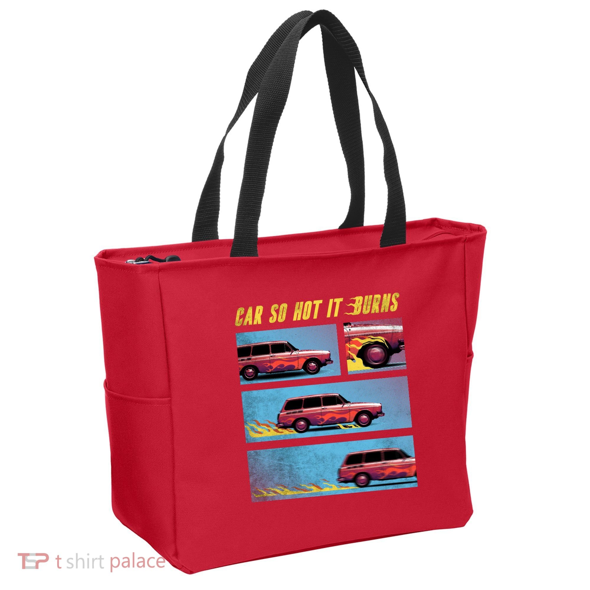 Car So Hot It Burns Comic Tote Bag