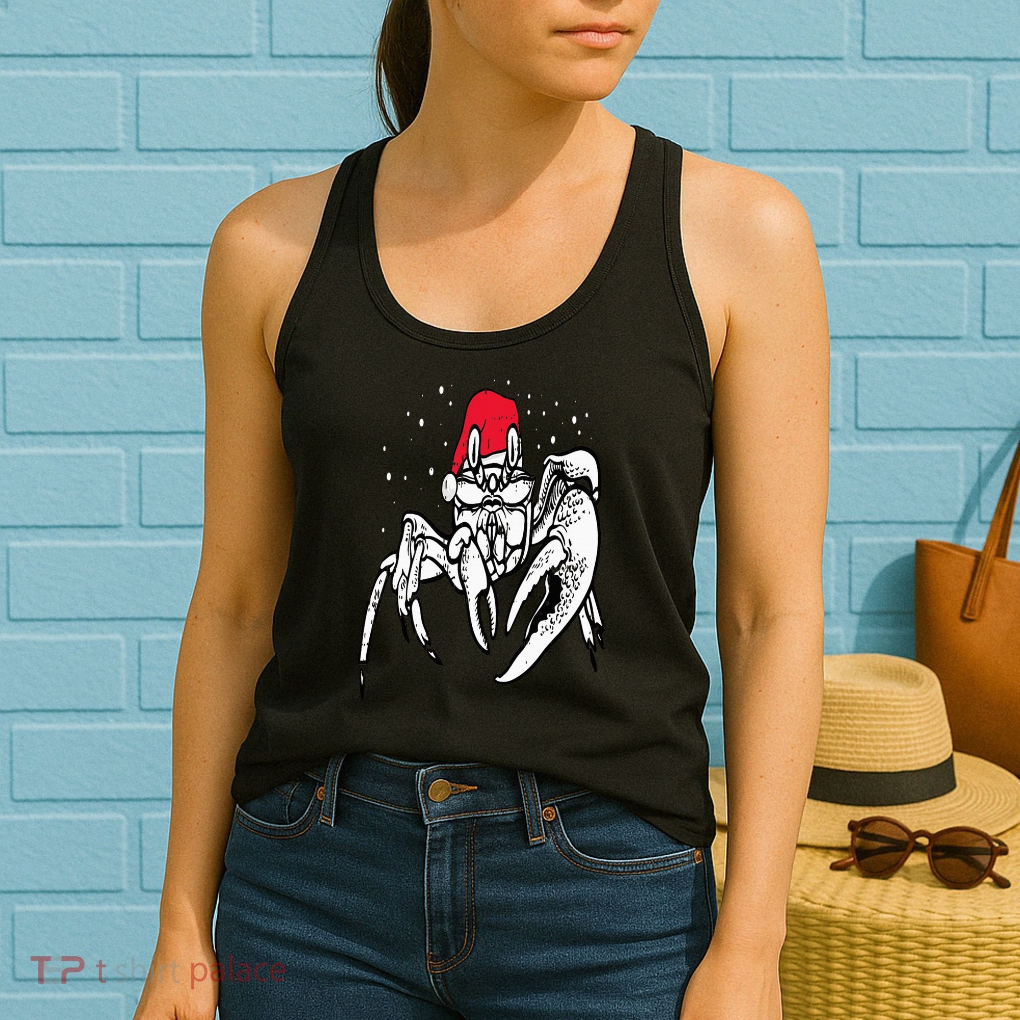 Crab Santa Hat Christmas Pajama XMas Holiday Animal Women's Tank Top