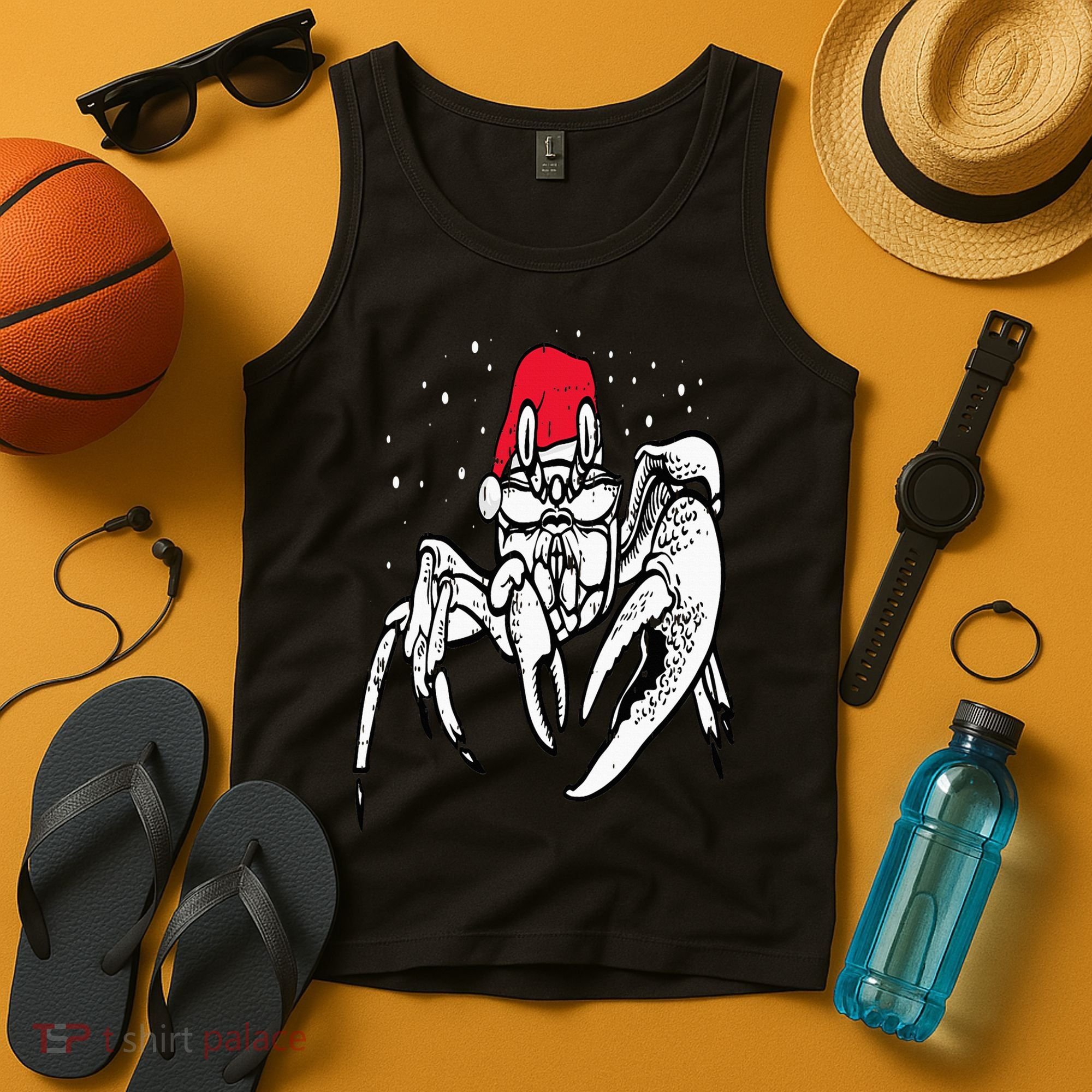 Crab Santa Hat Christmas Pajama XMas Holiday Animal Tank Top