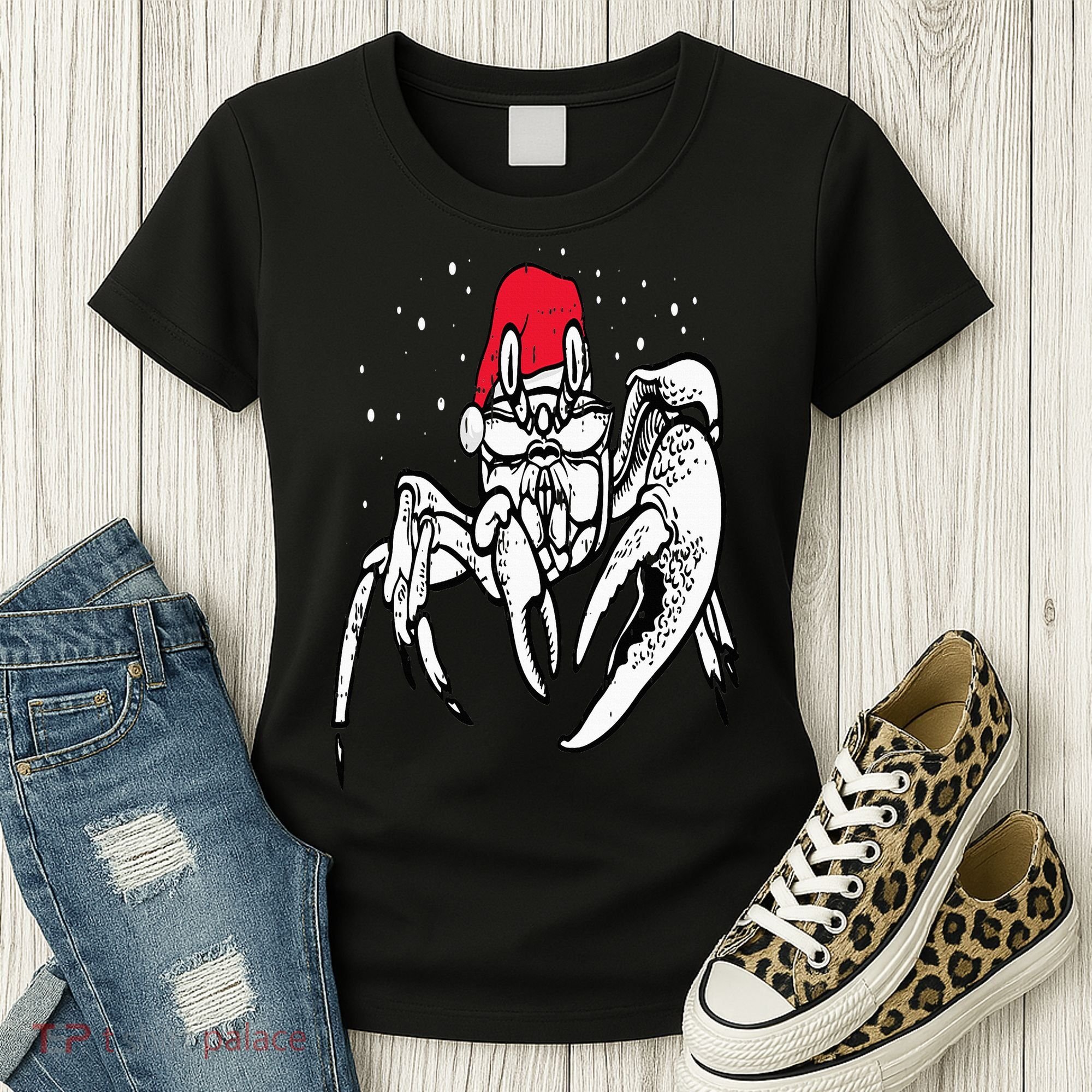 Crab Santa Hat Christmas Pajama XMas Holiday Animal Women's T-Shirt