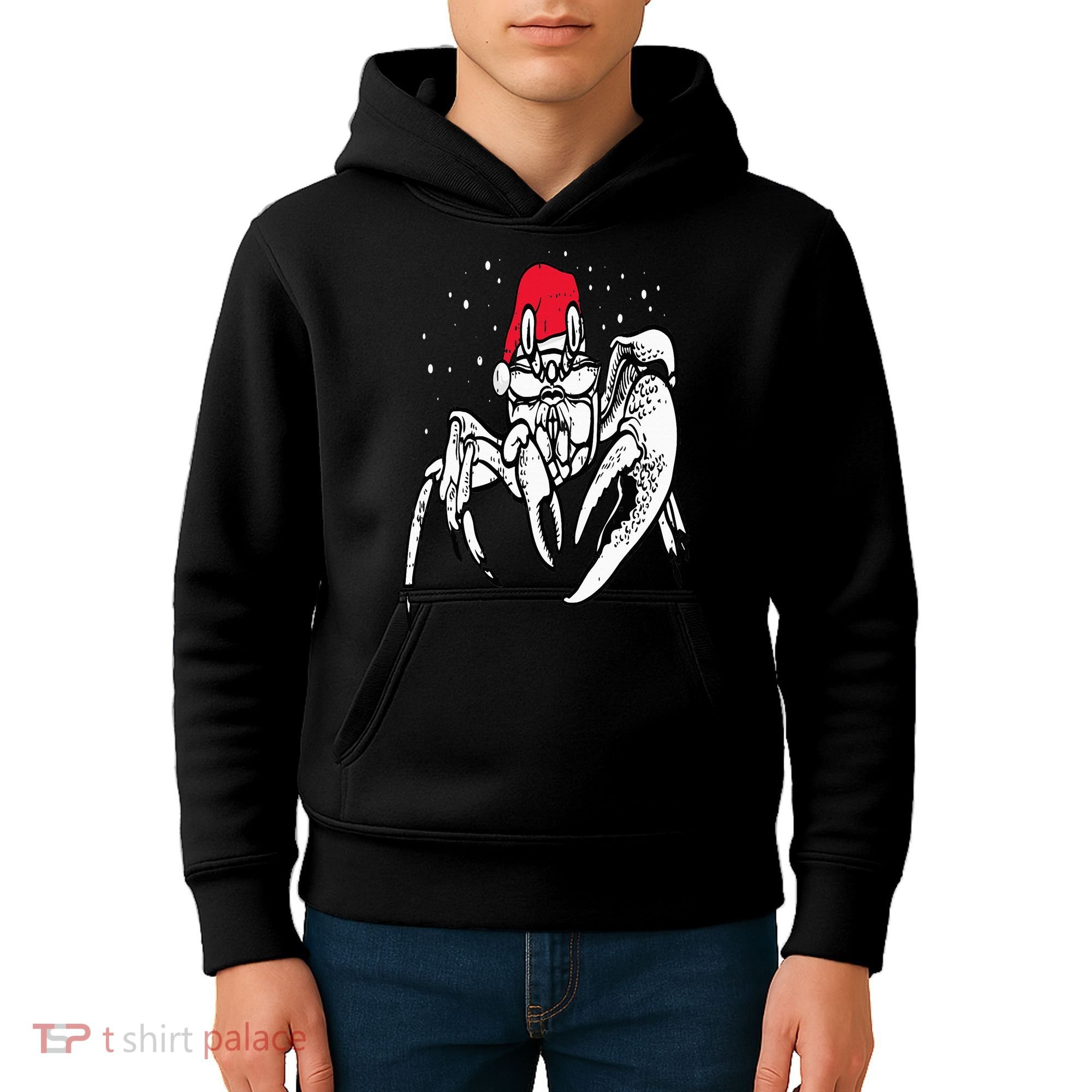 Crab Santa Hat Christmas Pajama XMas Holiday Animal Kids Hoodie