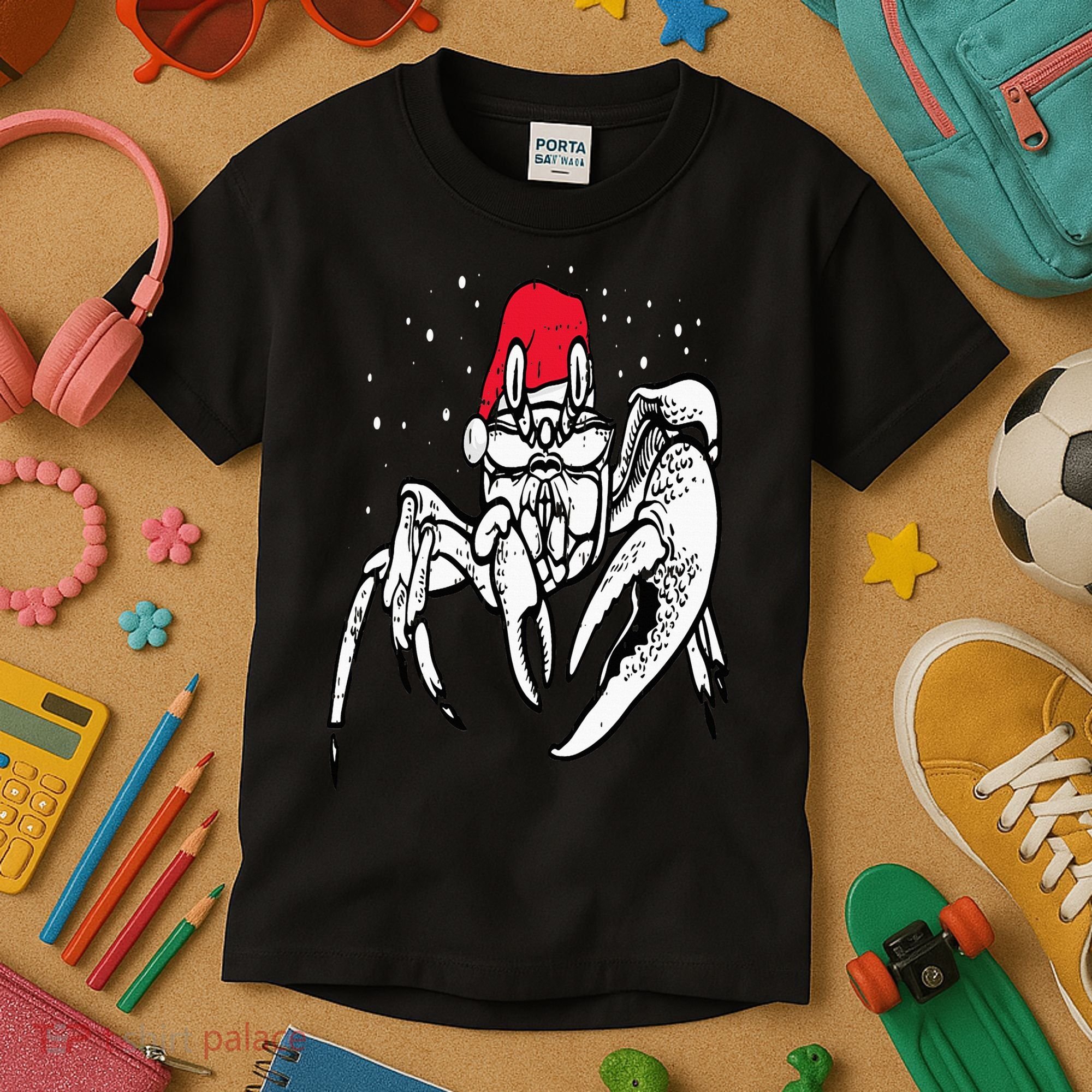 Crab Santa Hat Christmas Pajama XMas Holiday Animal Kids T-Shirt