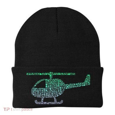 Chopper Silhouette Helicopter Pilot Helicopter Beanie