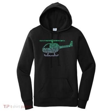 Chopper Silhouette Helicopter Pilot Helicopter Women's Hoodie