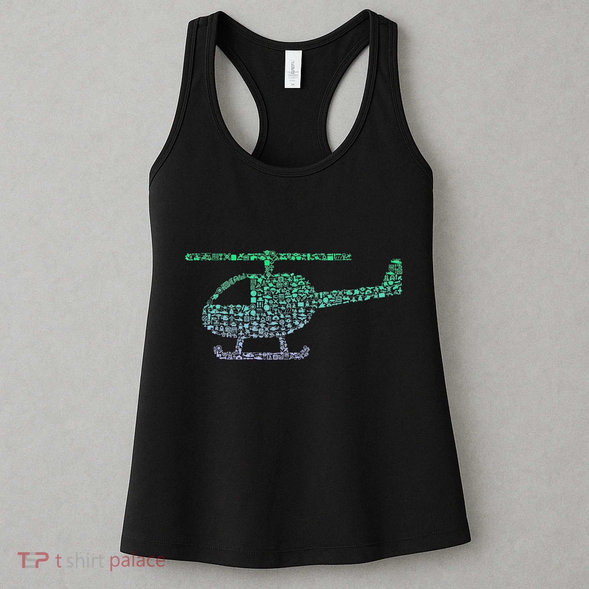 Chopper Silhouette Helicopter Pilot Helicopter Women's Tank Top