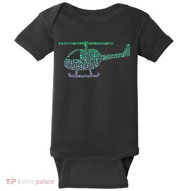 Chopper Silhouette Helicopter Pilot Helicopter Baby Bodysuit