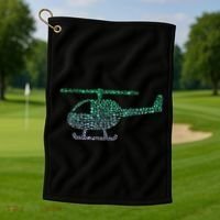 Chopper Silhouette Helicopter Pilot Helicopter Golf Towel thumb 1