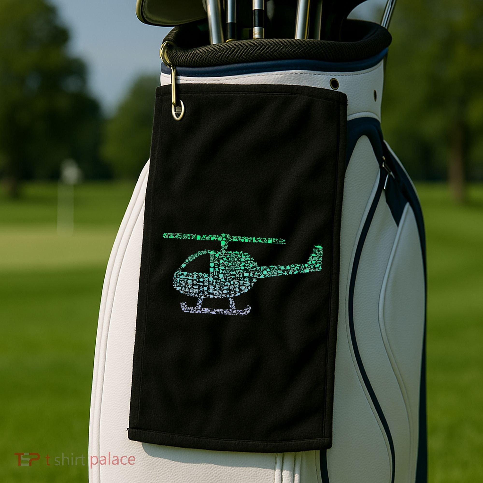 Chopper Silhouette Helicopter Pilot Helicopter Golf Towel