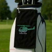 Chopper Silhouette Helicopter Pilot Helicopter Golf Towel thumb 2