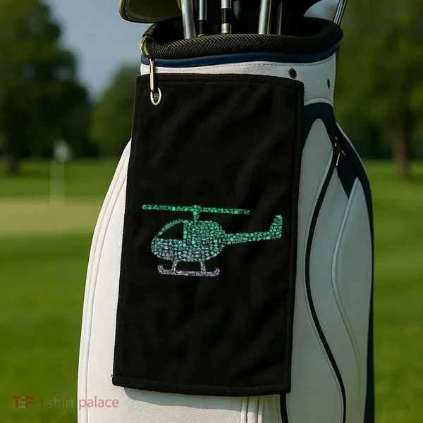 Chopper Silhouette Helicopter Pilot Helicopter Golf Towel