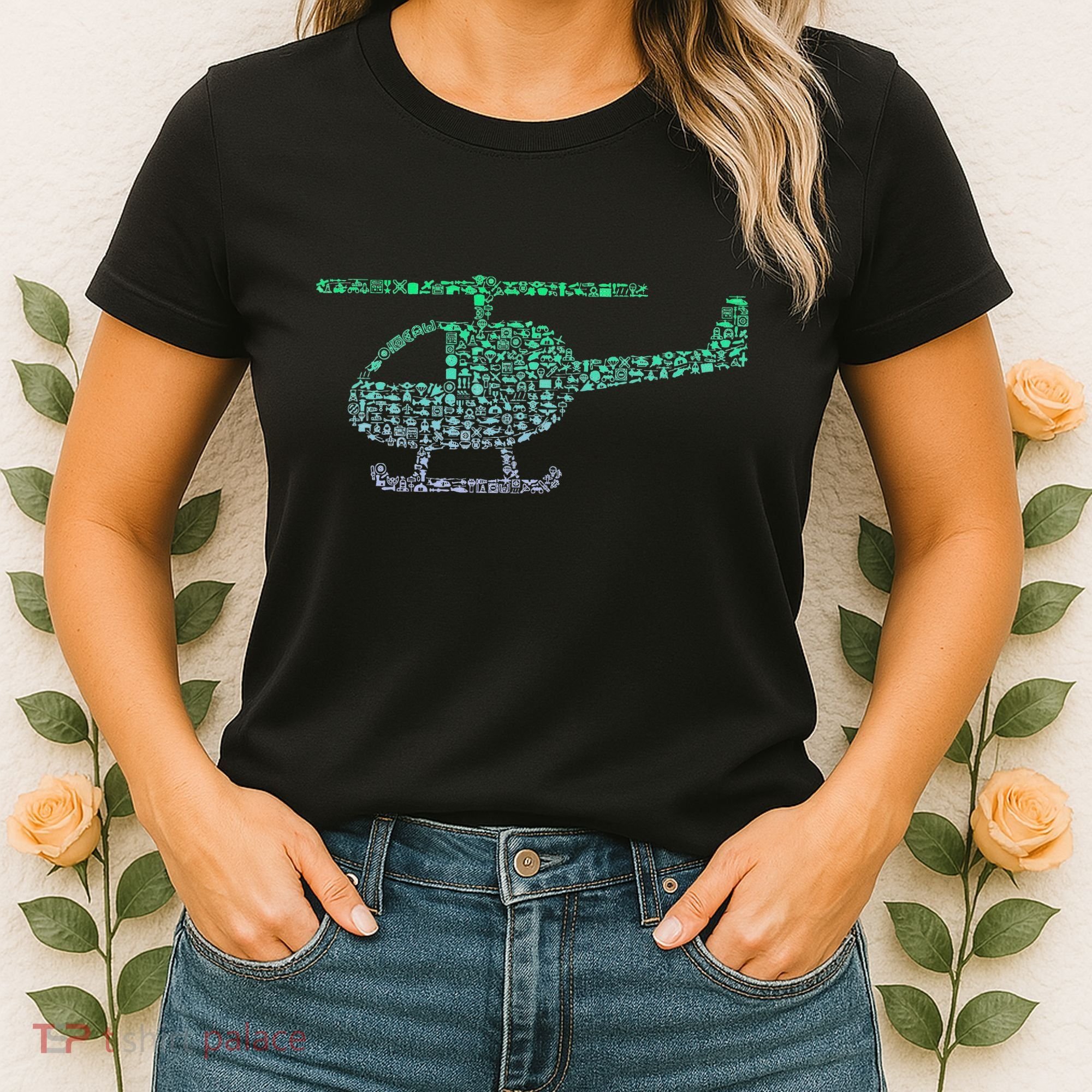 Chopper Silhouette Helicopter Pilot Helicopter Women's T-Shirt